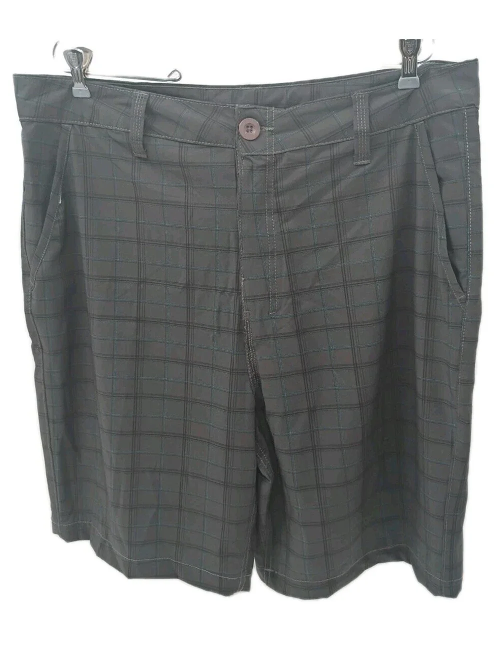 Kanu Surf Board Shorts Mens 36 Gray Plaid Lightweight Mesh Pockets Outdoor Swim